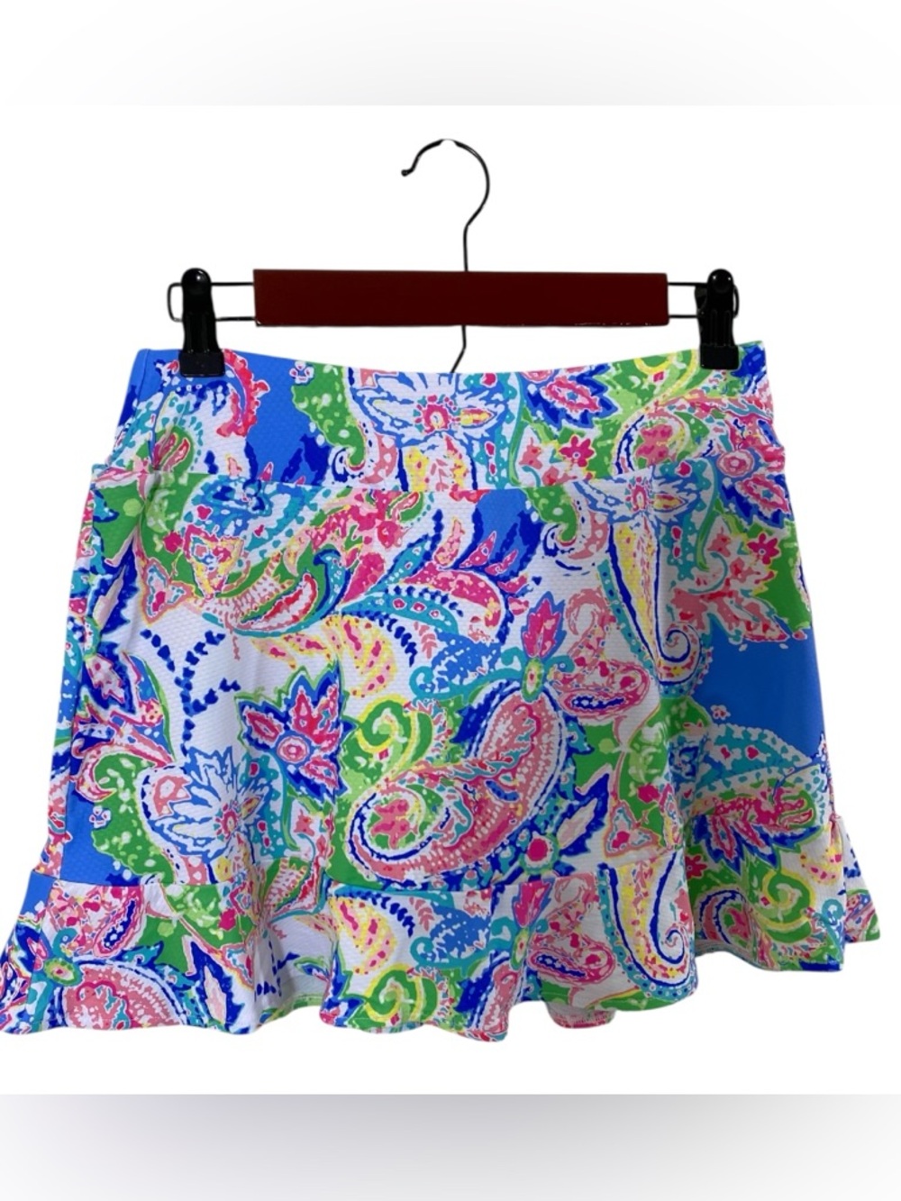 Gottex Athletic Skort Golf Tennis Sz XL Blue Paisley Floral Activewear - Picture 2 of 8